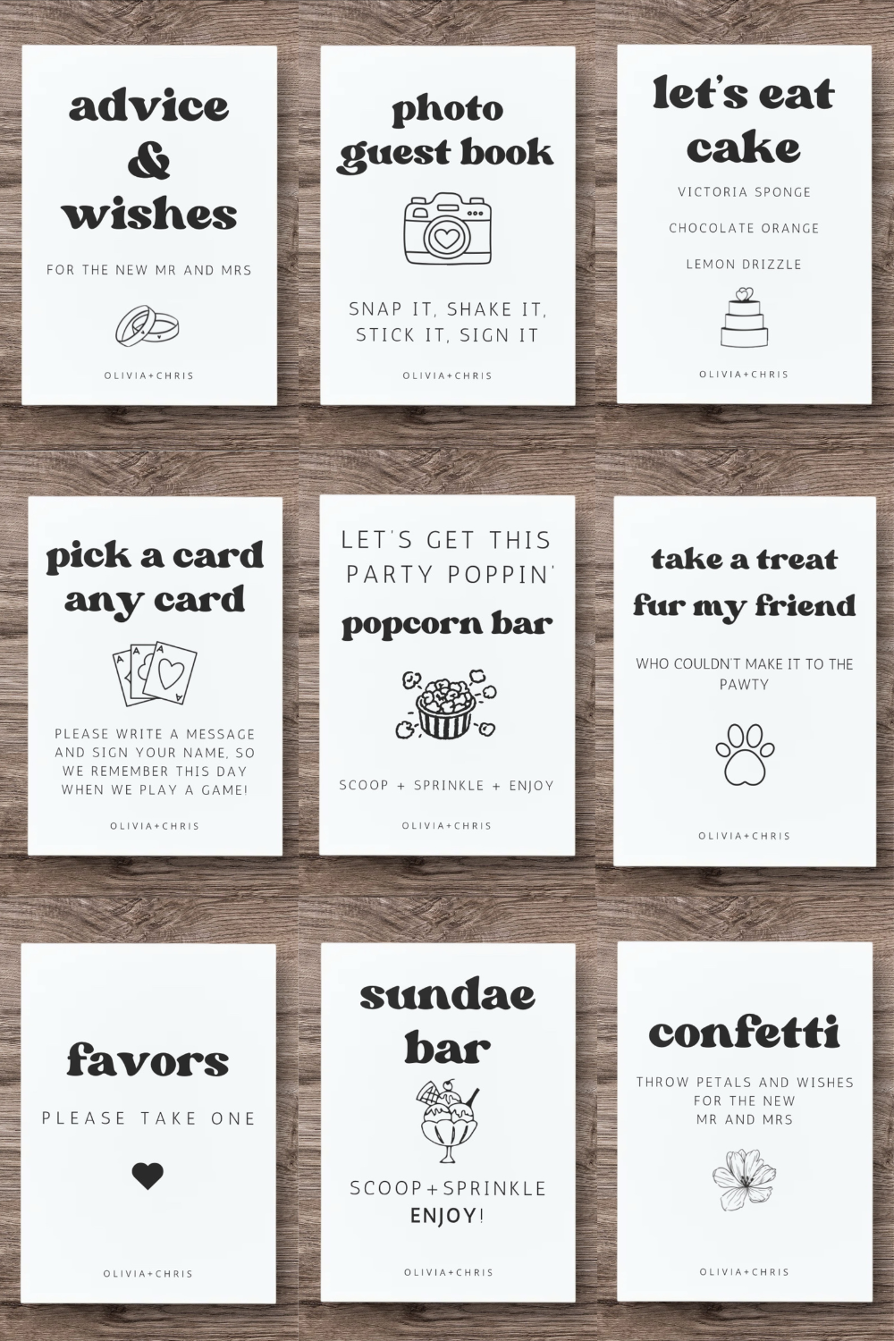 modern wedding sign set